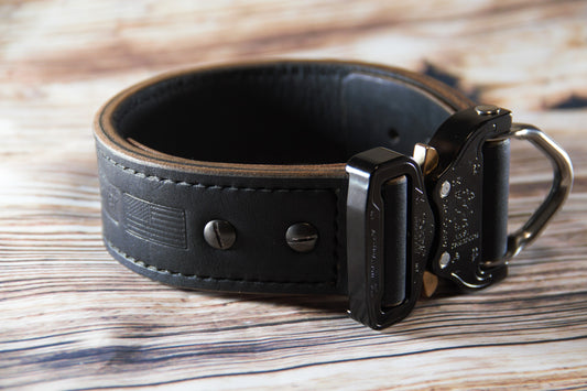 1.75" Leather Working Dog Collar with Cobra Buckle