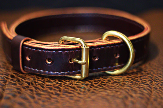 Burgundy - Latigo Leather (.25" Thick) Handmade Working Dog Collar