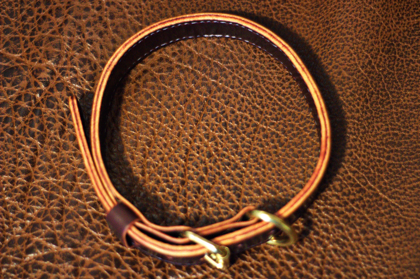 Burgundy - Latigo Leather (.25" Thick) Handmade Working Dog Collar