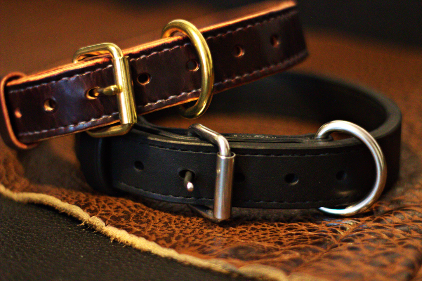 Burgundy - Latigo Leather (.25" Thick) Handmade Working Dog Collar