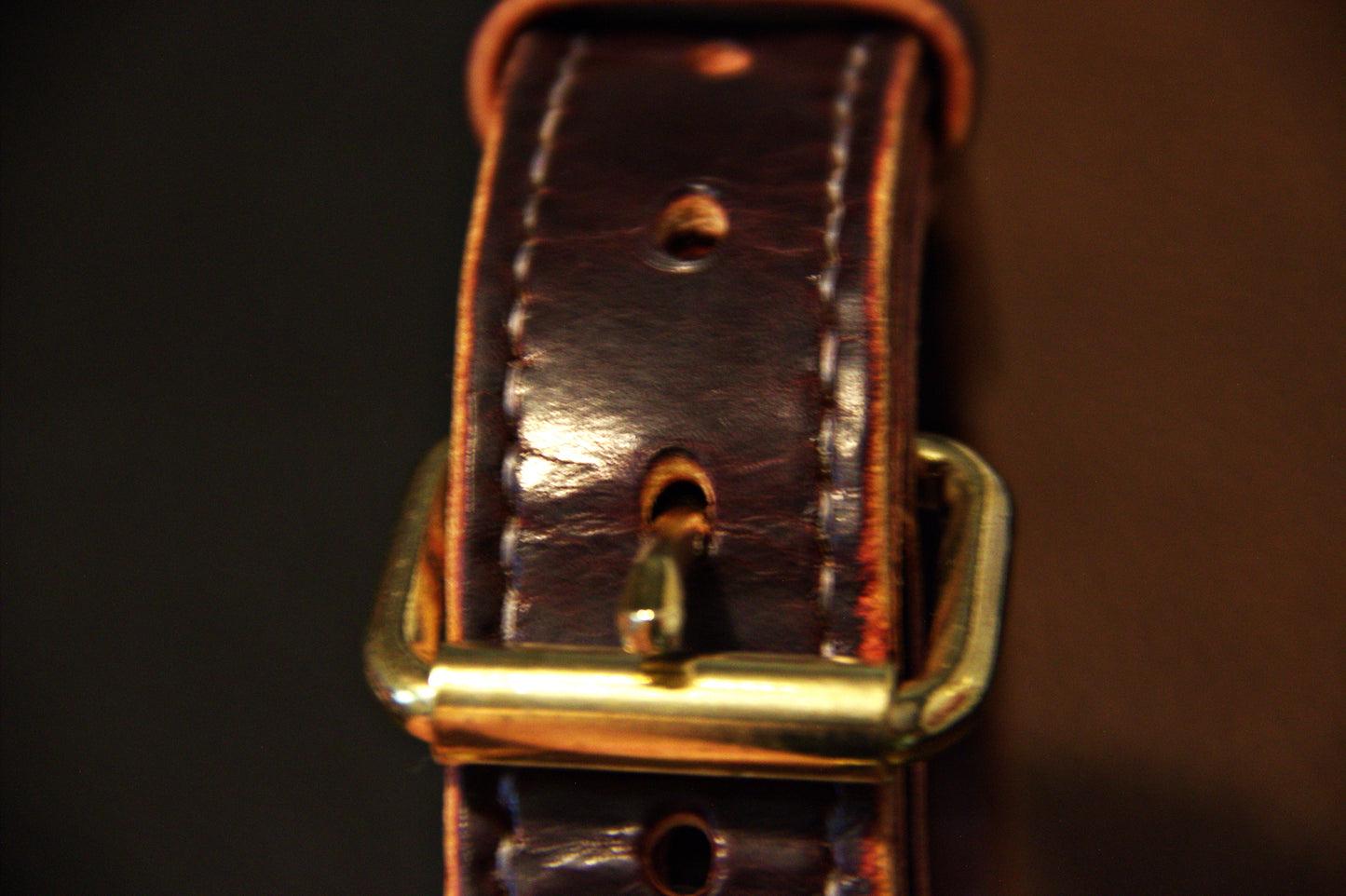 Burgundy - Latigo Leather (.25" Thick) Handmade Working Dog Collar