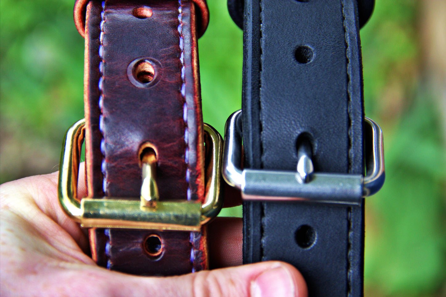 Burgundy - Latigo Leather (.25" Thick) Handmade Working Dog Collar