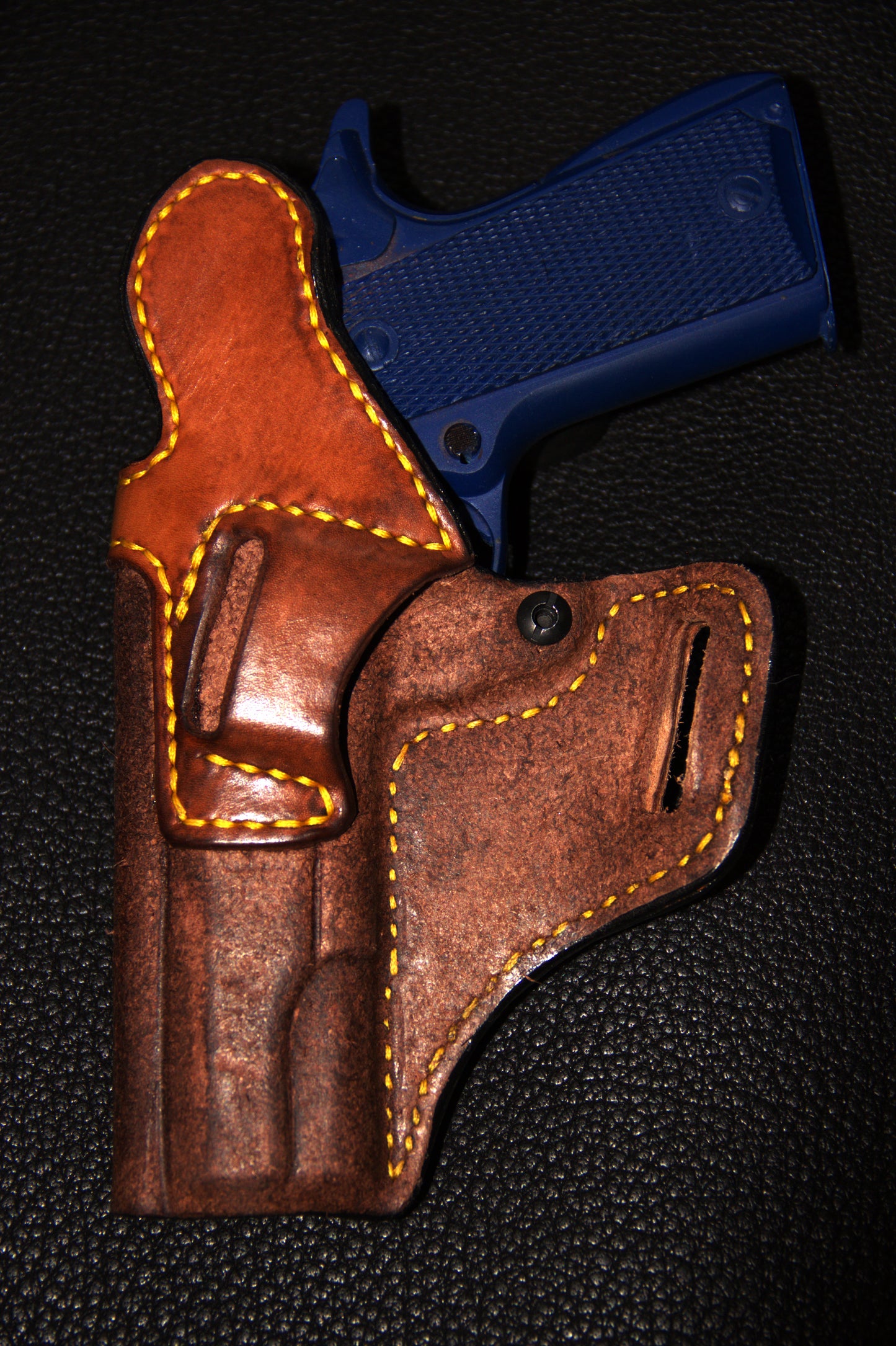 Rough Out and Burnished 1911 Avenger OWB Holster - Dark Brown - Ready to Ship